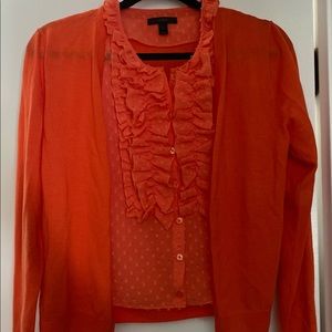 J. Crew cardigan-button ruffle under layer